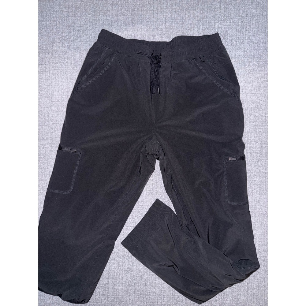 Eddie Bauer Fleece Lined Cargo‎ Pants Womens 8 Black Plaid Lining Hiking Outdoor